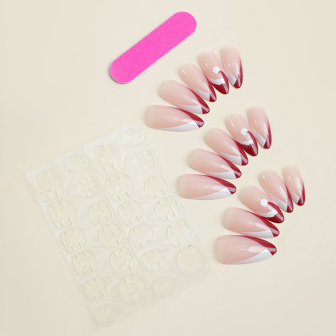 Acrylic nail set with stylish French tip design and elegant color gradients Stornfield