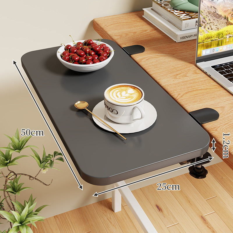 Clamp-On Expandable Desk Side Table Shelf with Wide Smooth Surface and Slim Adjustable Clamp