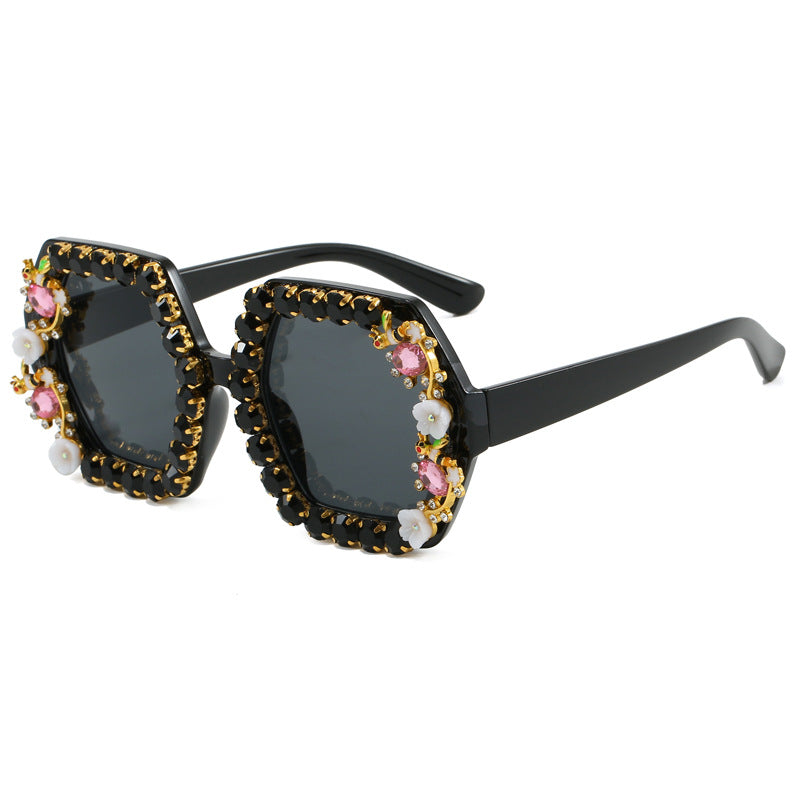 Women's extravagant hexagon sunglasses with crystal embellishment Stornfield