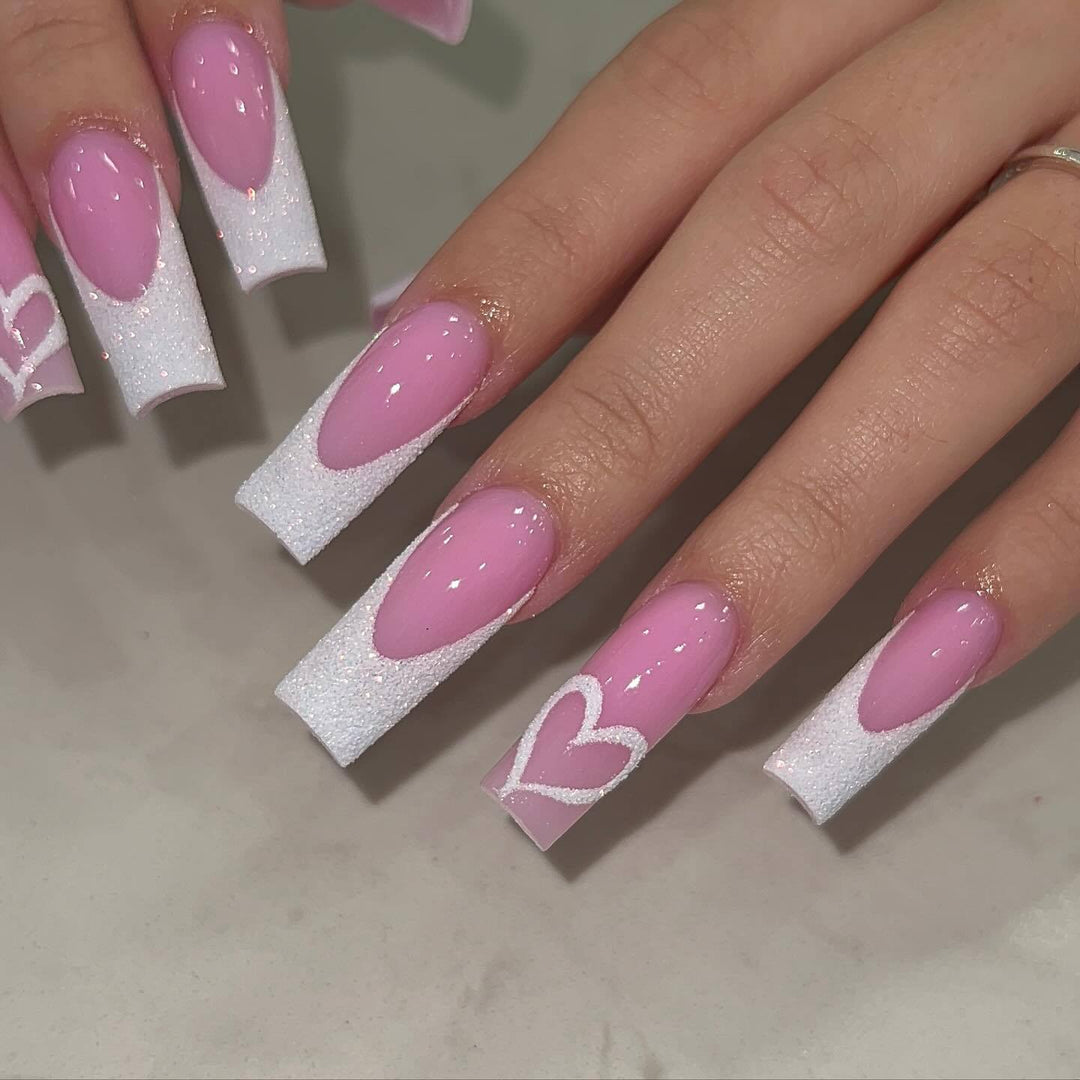 Heart-Embellished Gradient Nail Art Design Stornfield