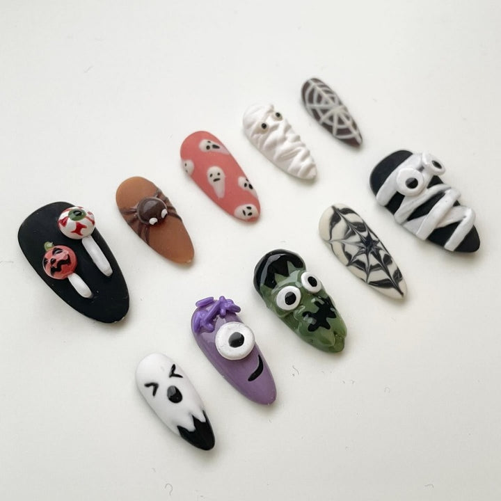 Whimsical Halloween-Themed Press-On Nail Set Stornfield