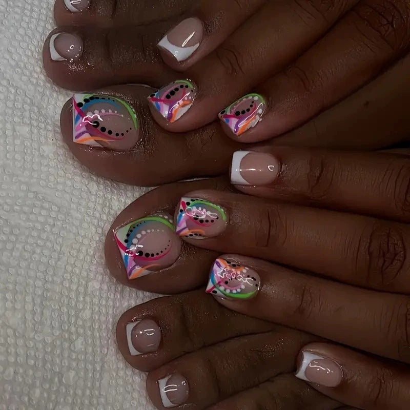Artistic Geometric Nail Art Extensions Stornfield