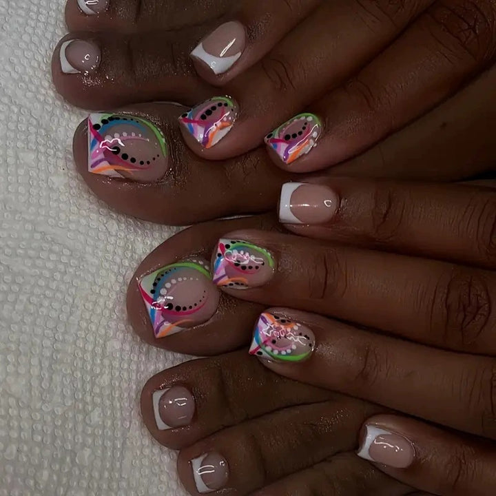 Artistic Geometric Nail Art Extensions Stornfield