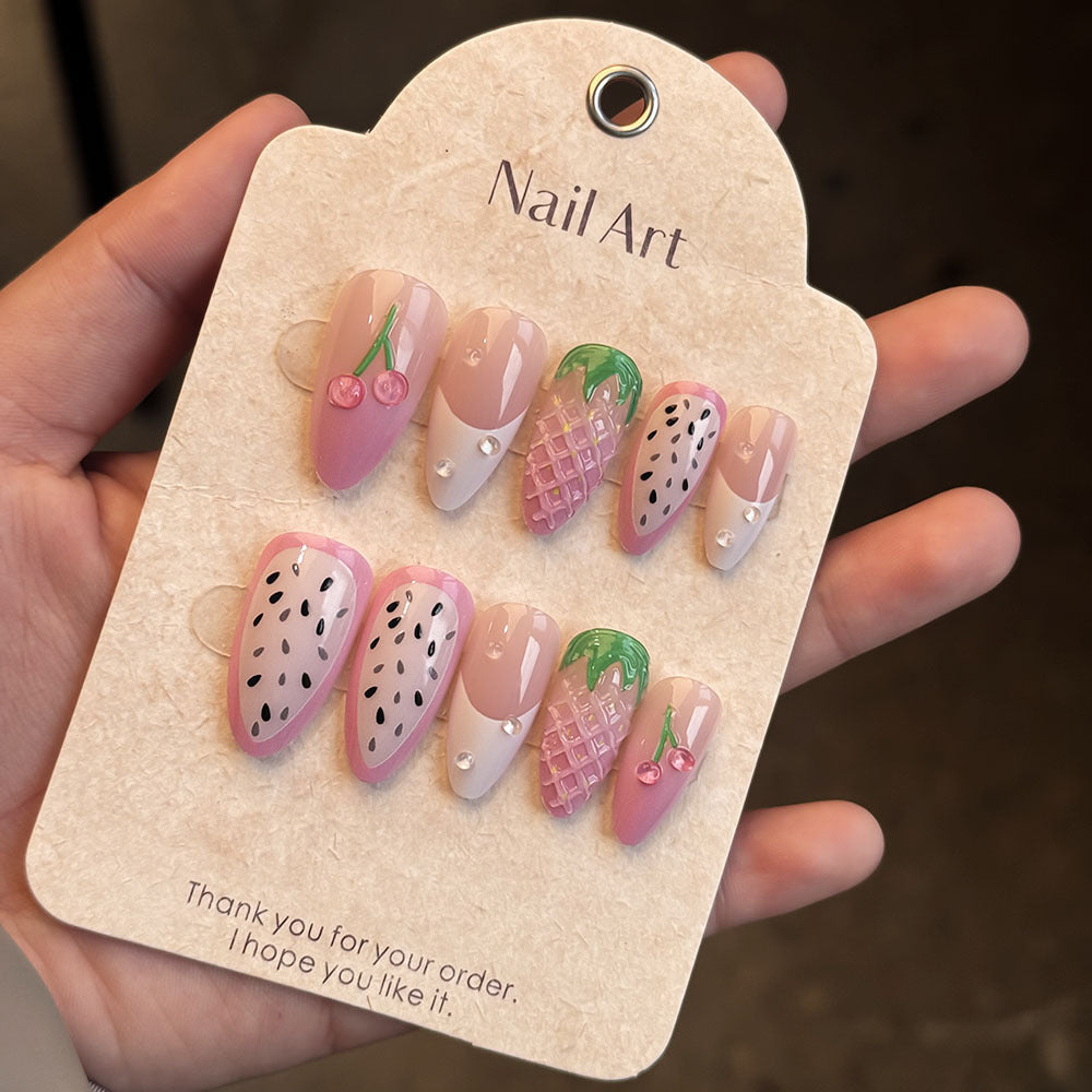 Artistic Fruit-Themed Press-On Nail Set Stornfield