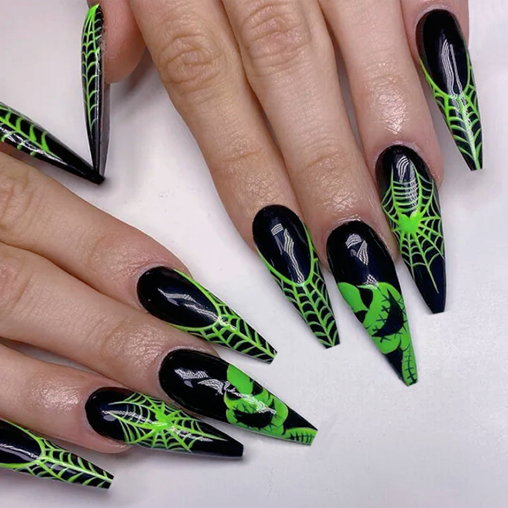Halloween-Themed Stiletto Press-On Nail Art Stornfield