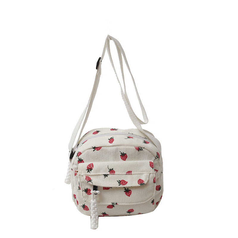 Stylish Corduroy Crossbody Bag