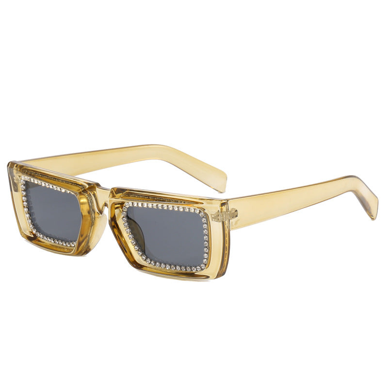 Women extravagant square sunglasses with glittering frame Stornfield