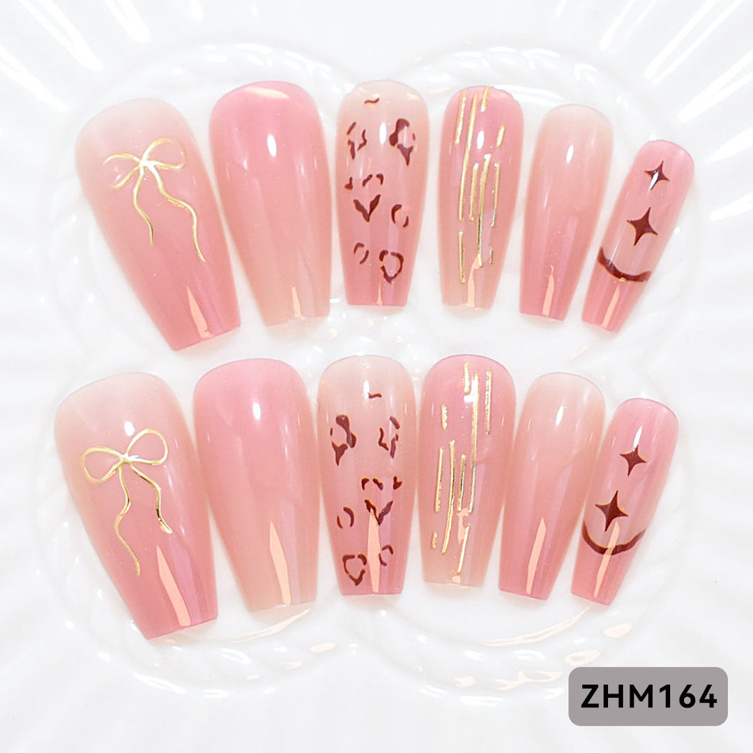 Artistic Press-On Nail Set with Cherry Blossom Design Stornfield