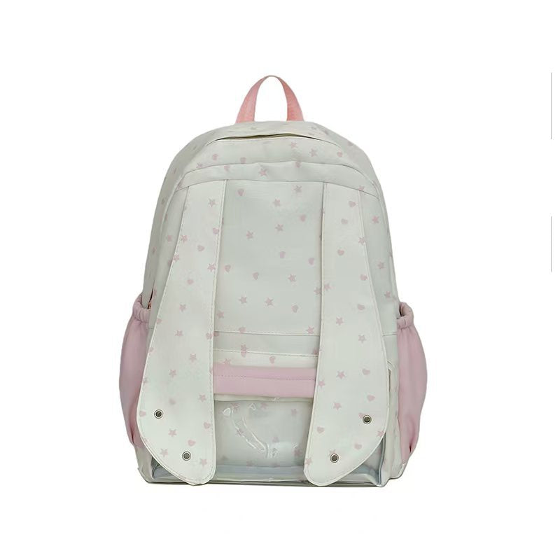 Backpack with Loving Bunny Design and Transparent Compartments Stornfield