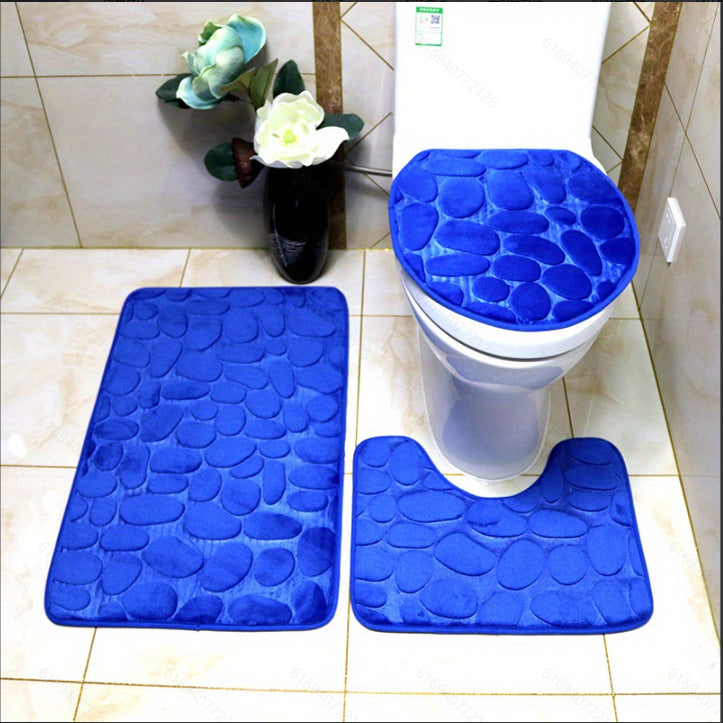 Textured Stone Pattern Bath Mat Set Stornfield