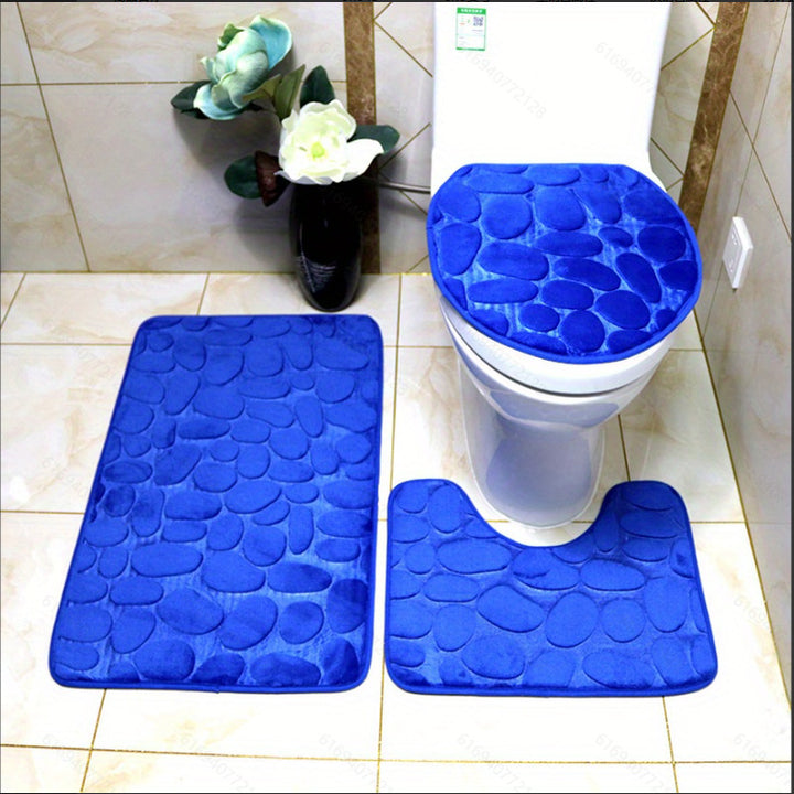 Textured Stone Pattern Bath Mat Set Stornfield