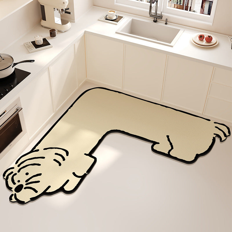 Cat-Shaped Decorative Kitchen Mat for Home