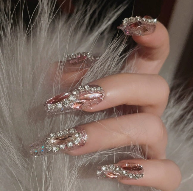 Artistic Crystal-Embellished Nail Enhancements Stornfield