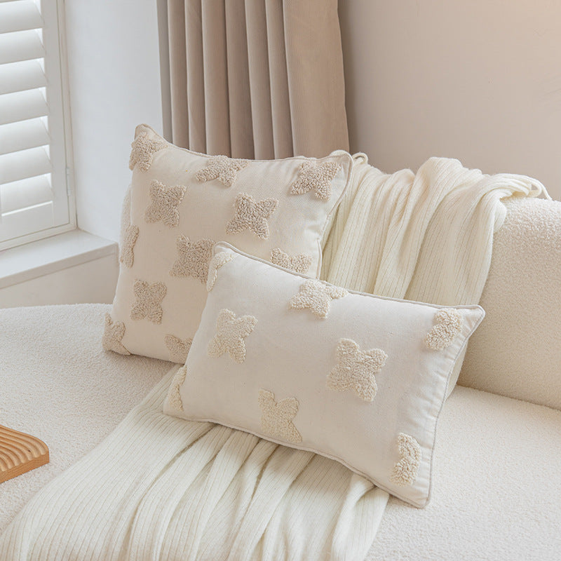 Textured Tassel Chevron Throw Pillow Cover with Tufted Chenille Stripes