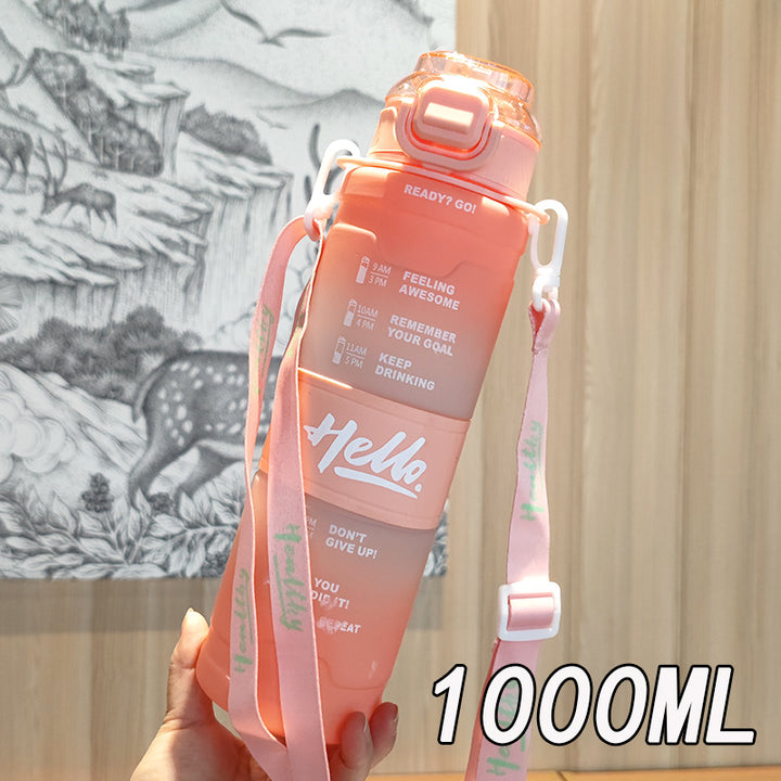 Women's motivation water bottle with time display and shoulder strap Stornfield