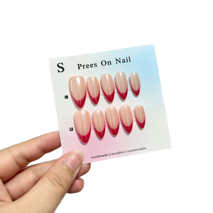Customizable Press-On Nails with Elegant French Tip Design