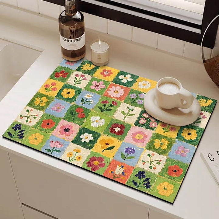 Decorative Floral Kitchen Mat