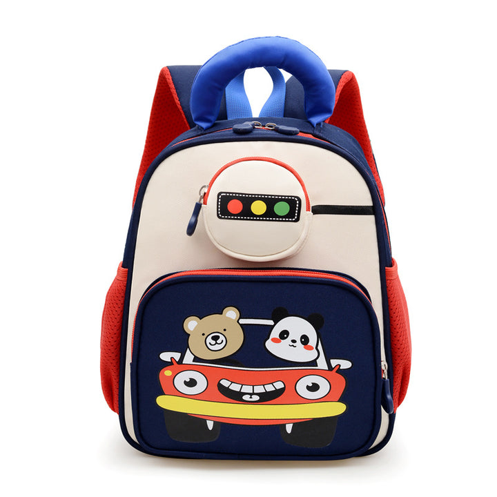 Kids' Playful Animal Car-Themed School Backpack Stornfield