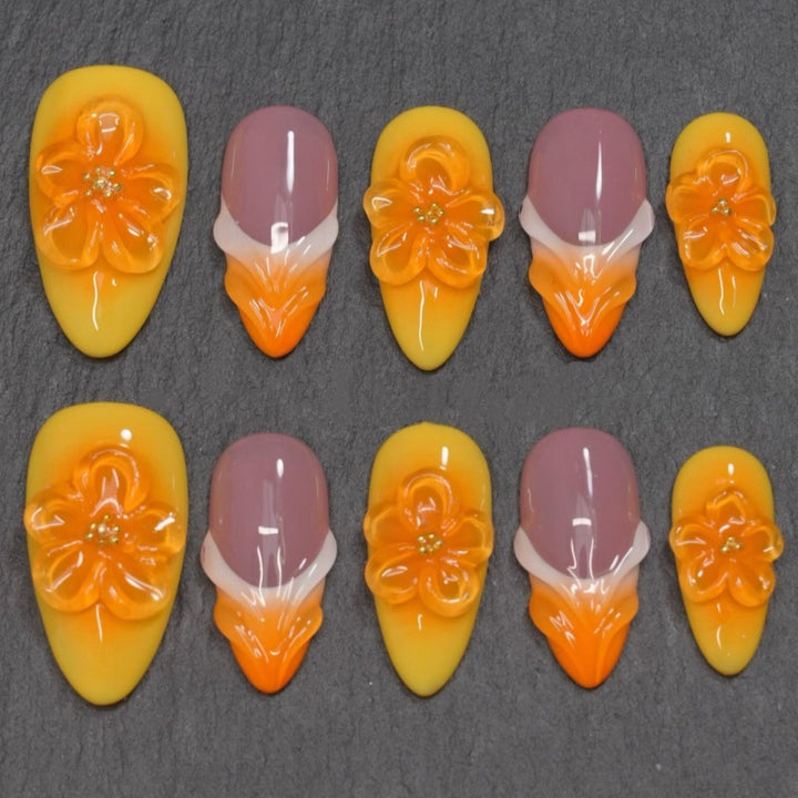 Nature-Themed Artistic Press-On Nail Set Stornfield