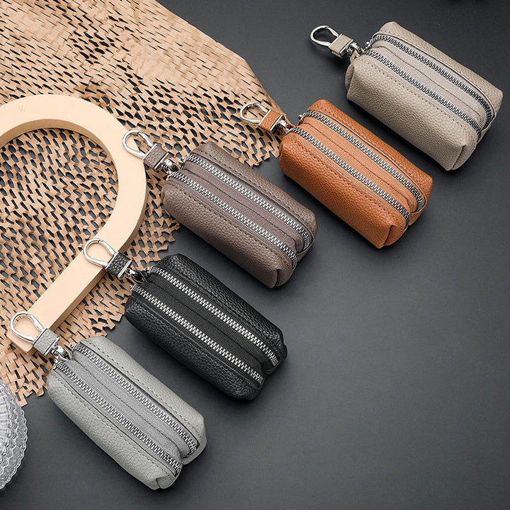 Textured Leather Zippered Pencil Case