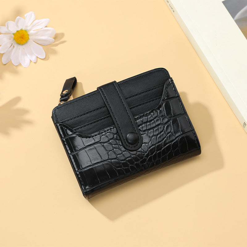 Compact Crocodile-Texture Zip Card Wallet Stornfield