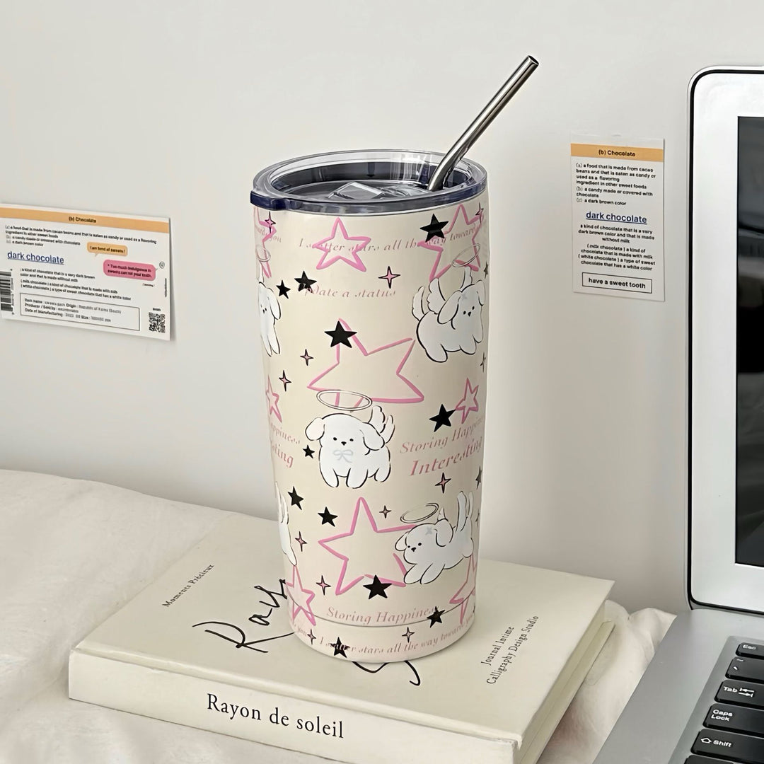 Women's insulated drinking cup with secure silicone lid and fun dog design Stornfield