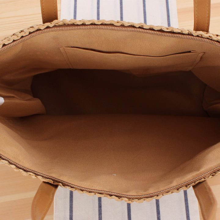 Elegant Bast Tote Bag with Sturdy Leather Handles Stornfield