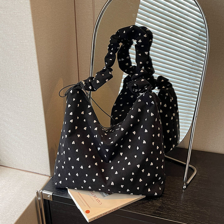Heart Print Cozy Hobo Bag