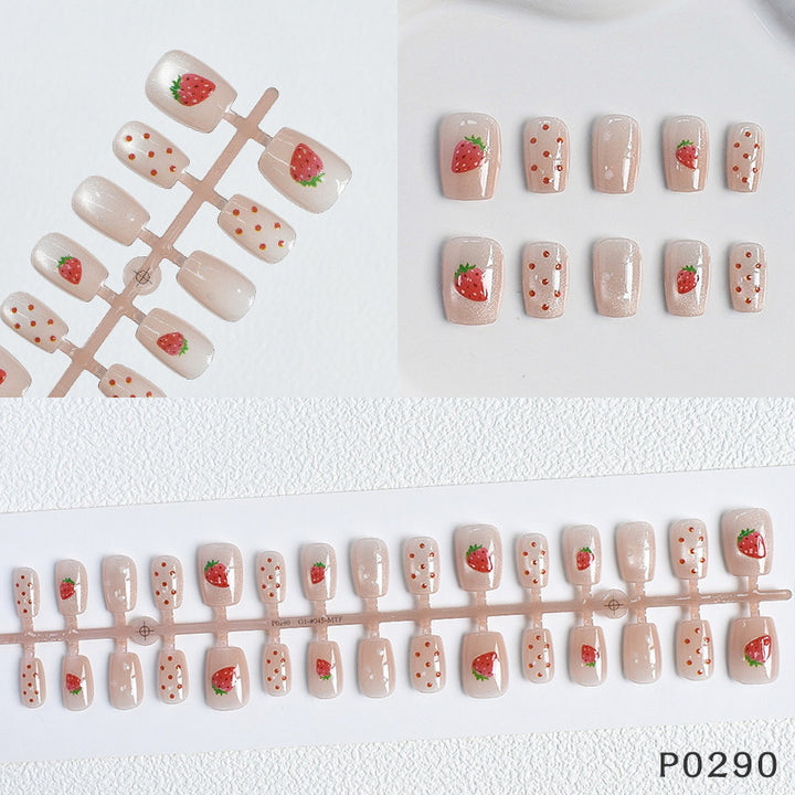 Strawberry Decorated Press-On Nails Stornfield