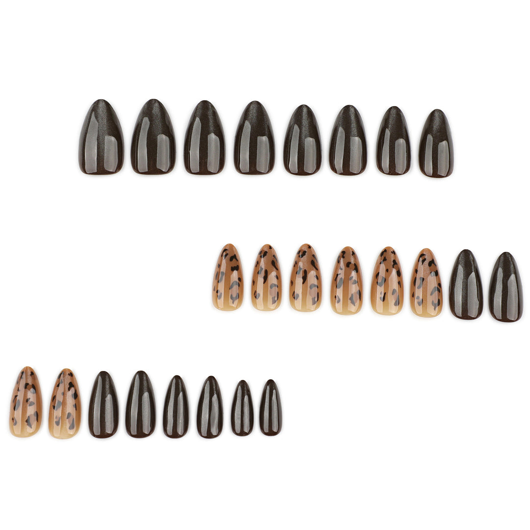 Artful nail extensions with unique leopard pattern and shine Stornfield