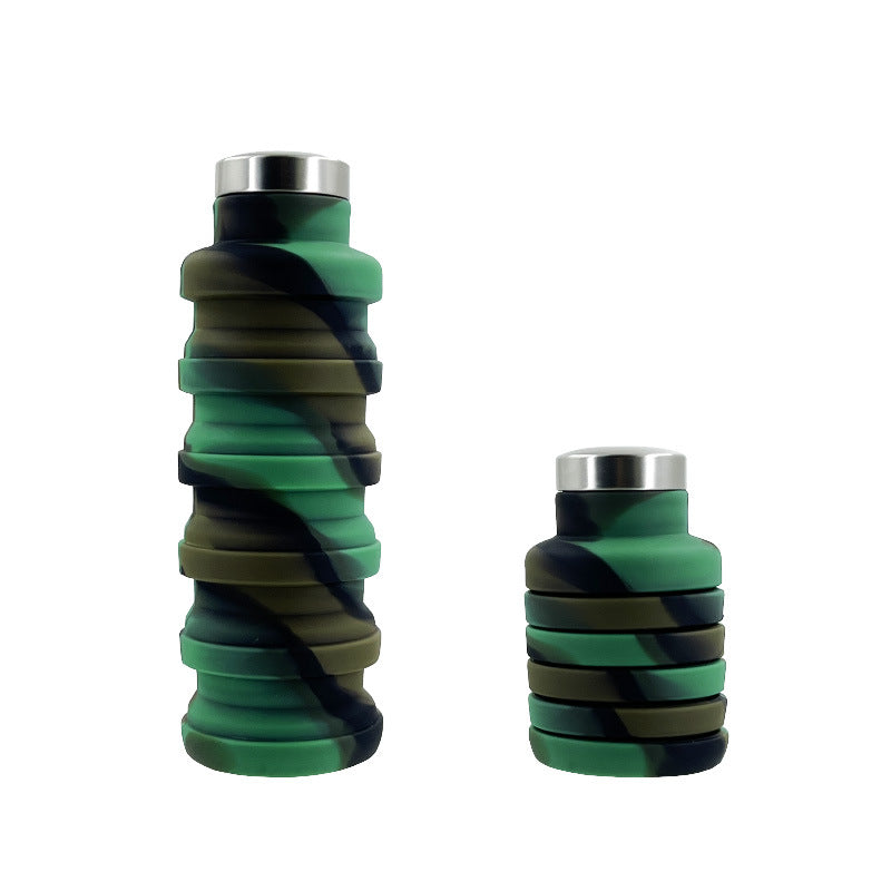 Women flexible silicone drinking bottle with integrated folding function Stornfield