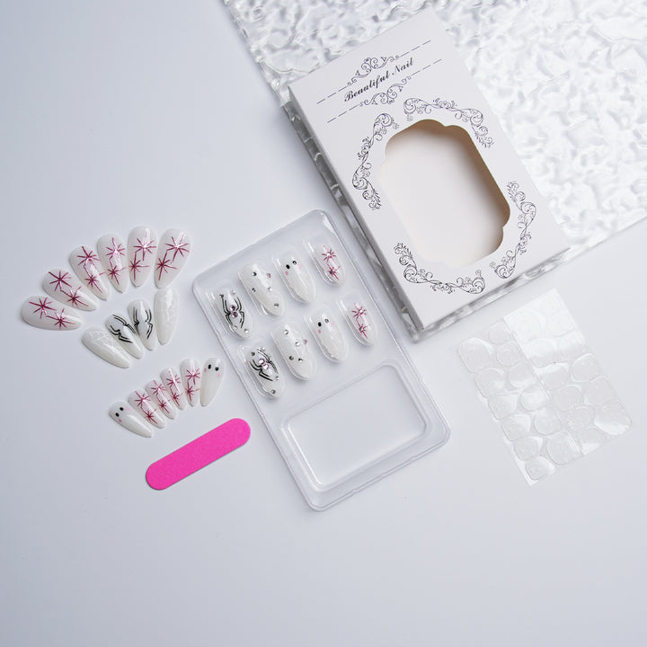 Artistic nail set with stainless steel applications Stornfield