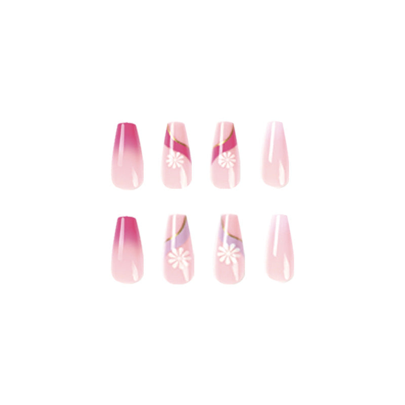 Artful nail extensions with colorful ombre design and floral accents Stornfield