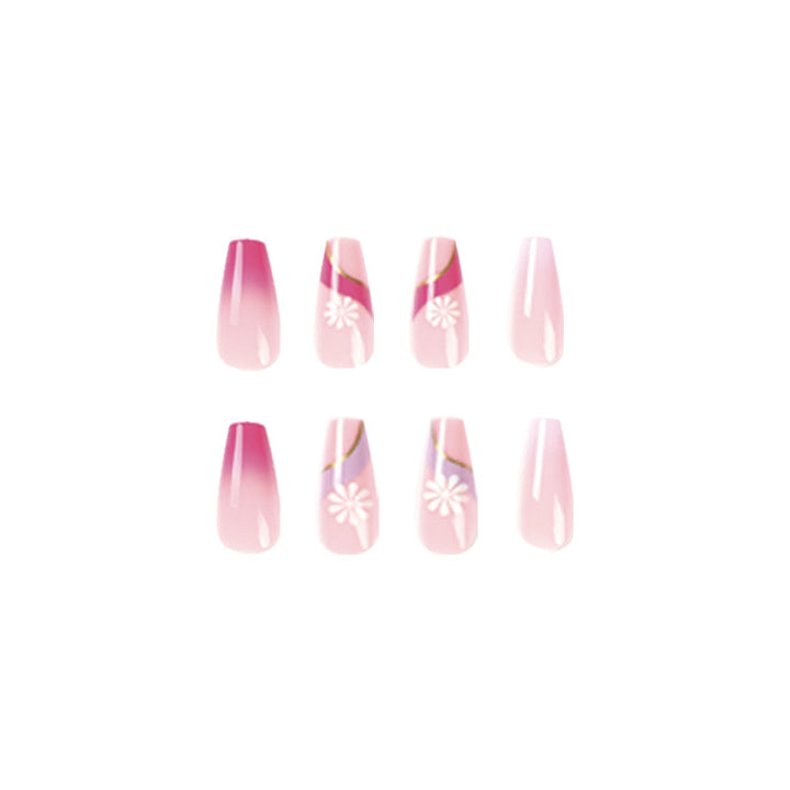 Artful nail extensions with colorful ombre design and floral accents Stornfield