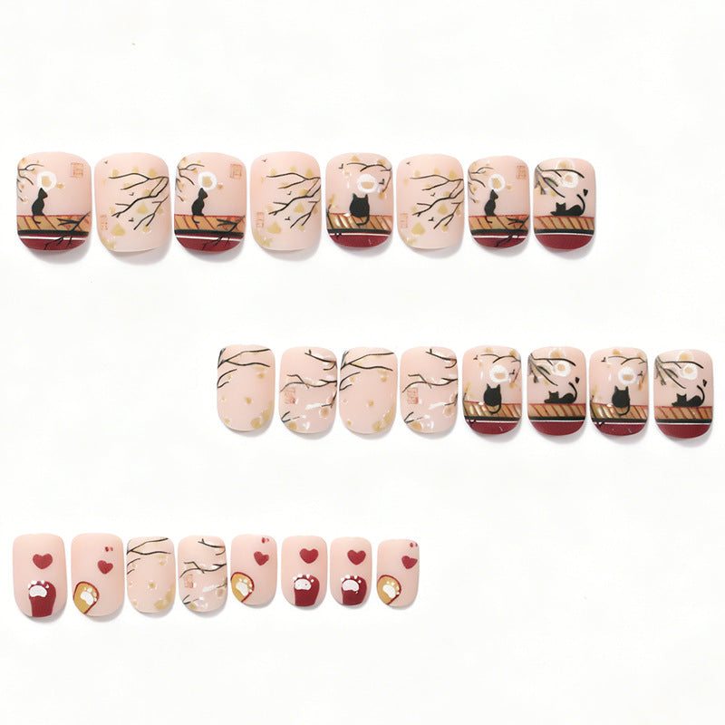 Artistic Cat-Themed Acrylic Nail Art Set Stornfield