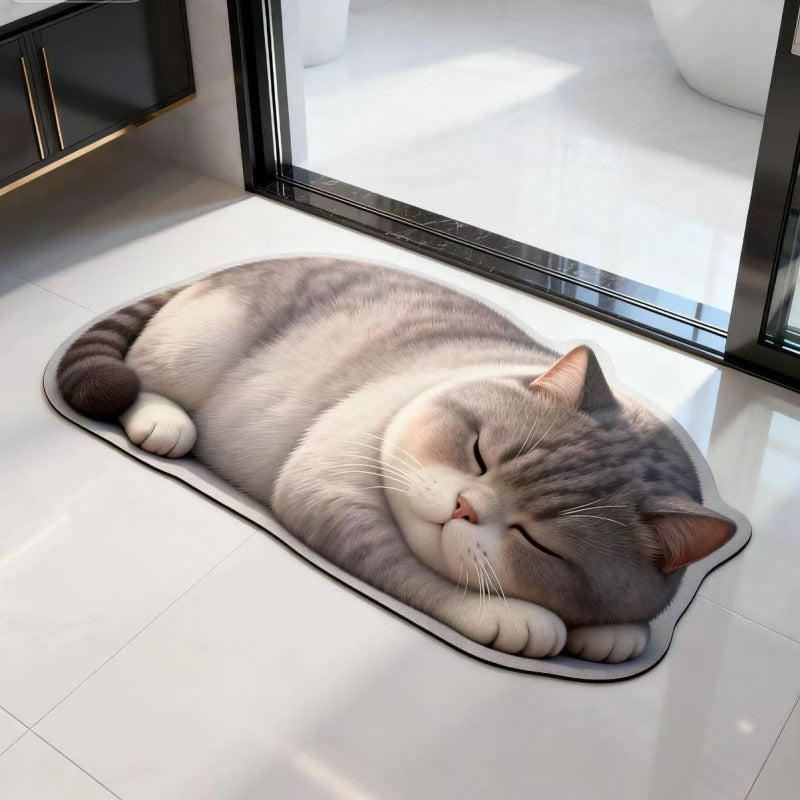 Cat-Shaped Plush Bath Mat