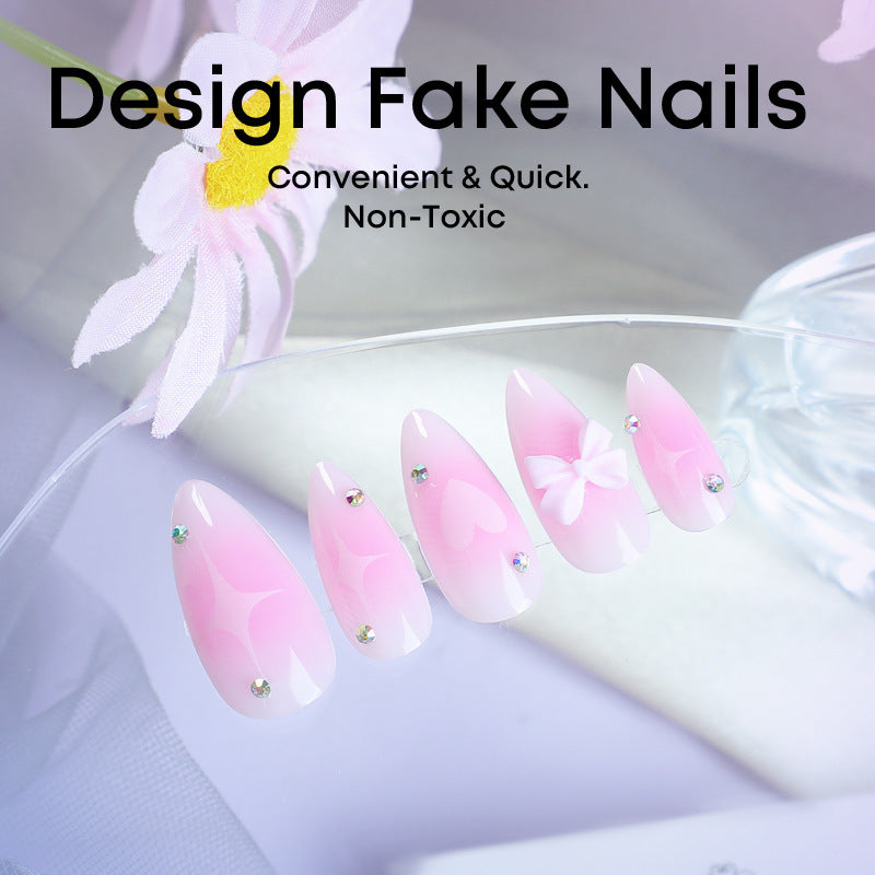 Acrylic nail set with delicate heart-shaped accents Stornfield
