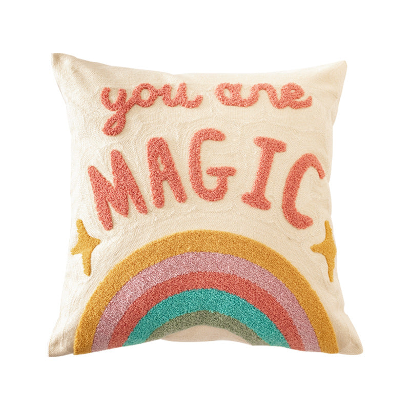 Cushion cover made of cotton-linen with hand-tufted wave pattern and concealed zipper Stornfield