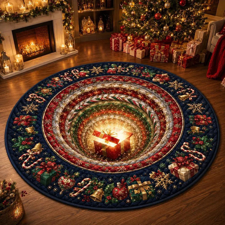 Round Holiday-Themed Area Rug