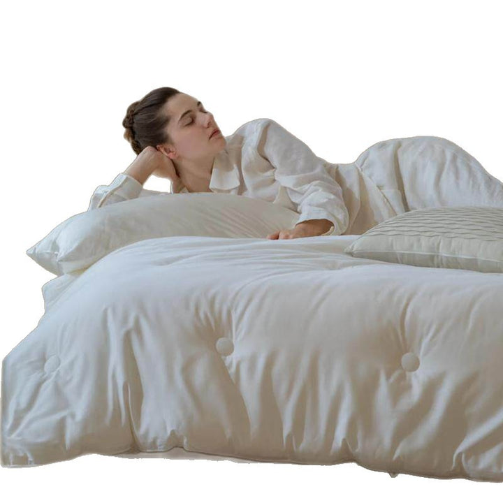 Tufted Button-Detail Cotton Sateen Duvet Cover with Deep-Fit Corners