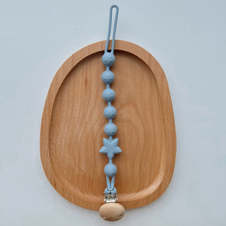 Silicone Sensory Bead Pacifier Leash with Safety Snap Clamp