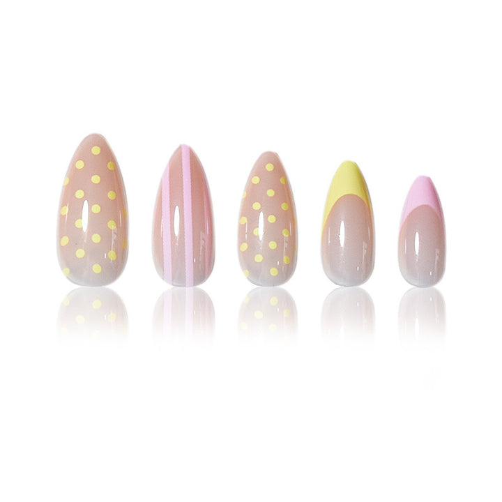 Artistic Press-On Nail Set with Polka Dot and Ombre Design Stornfield