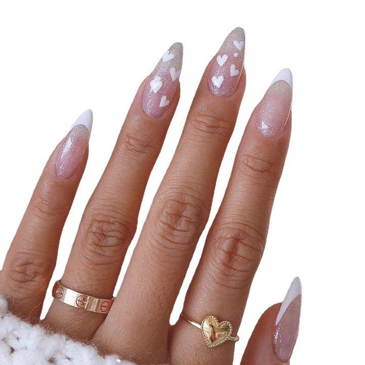 Heart-Embellished Press-On Nail Extensions Stornfield