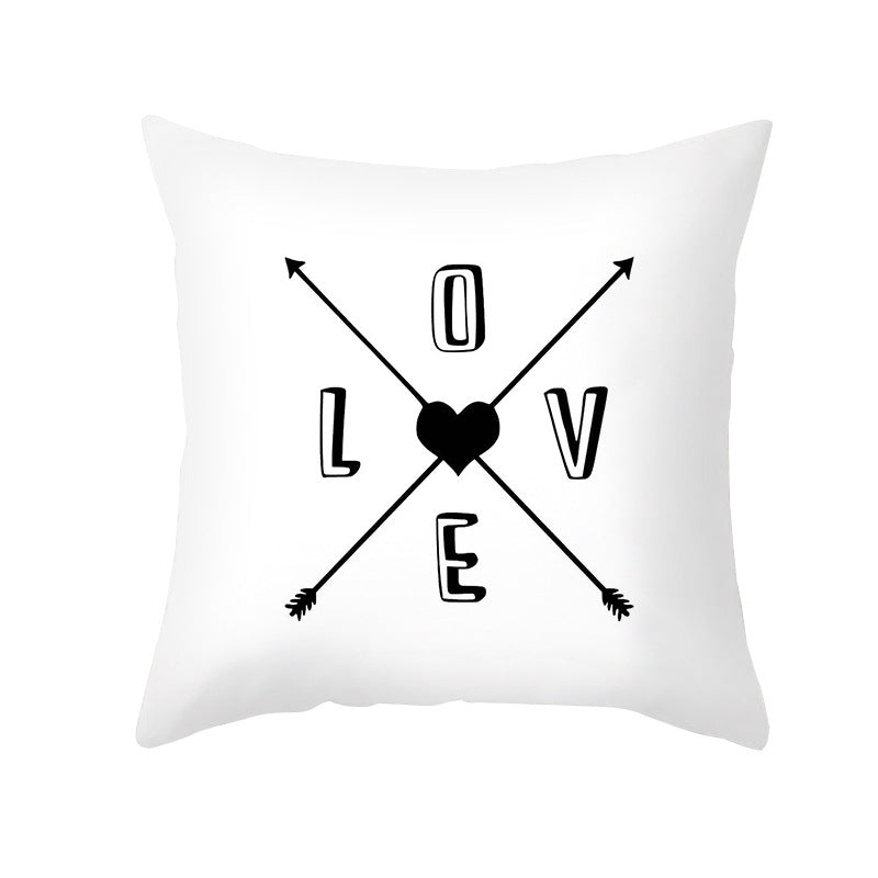 Square Cotton-Linen Decorative Throw Pillow Cover with Oversized HOME Typography Print and Concealed Zipper
