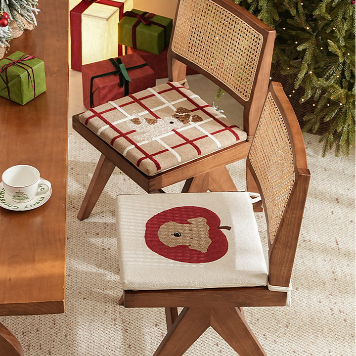 Fabric hanging pillow with apple and dog appliqué and hanging loops Stornfield