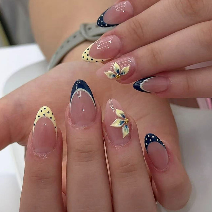 Artful nail tips with floral accent Stornfield