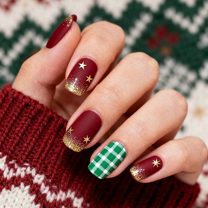 Festive artificial nail set with glitter and Christmas motifs Stornfield