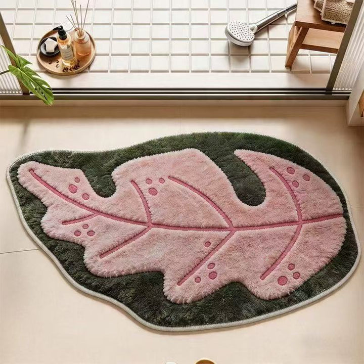 Leaf-Shaped Plush Memory Foam Bath Mat