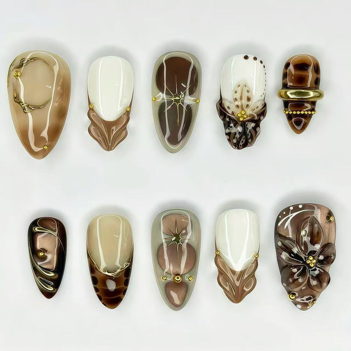 Artistic Press-On Nail Set with Elegant Designs