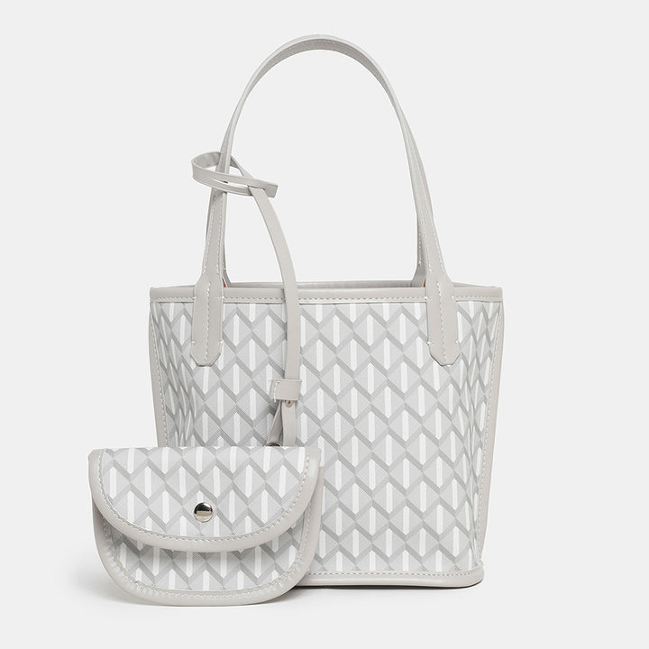 Versatile Geometric Patterned Tote Bag with Removable Pouch